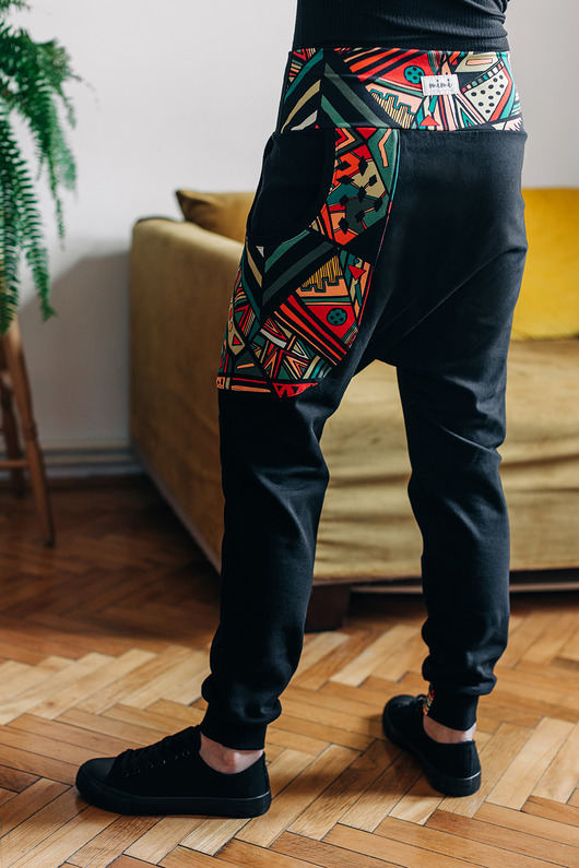 spodnie materiałowe damskie Spodnie baggy - Etno