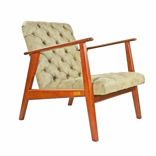fotele Fotel CAPH CHESTERFIELD - pikowany, drewniana rama