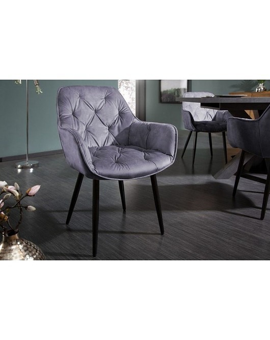 krzesła Krzesło Tapicerowane Fotel Tapicerowany Gela Dark Grey