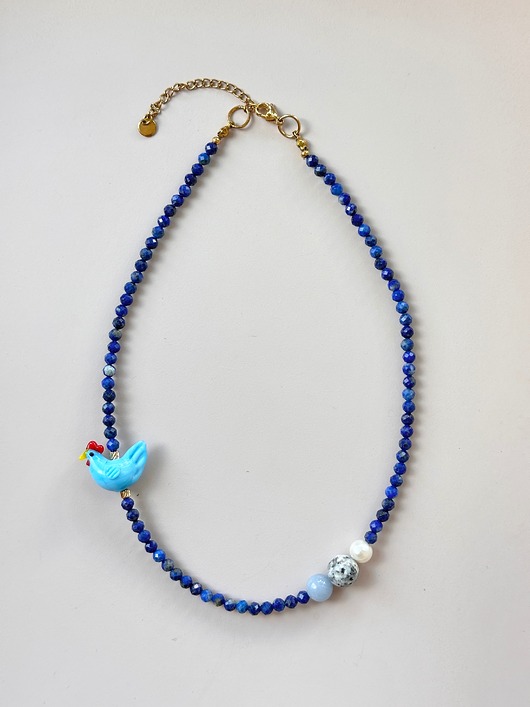 chokery Naszyjnik Kurka Hen z lapis lazuli