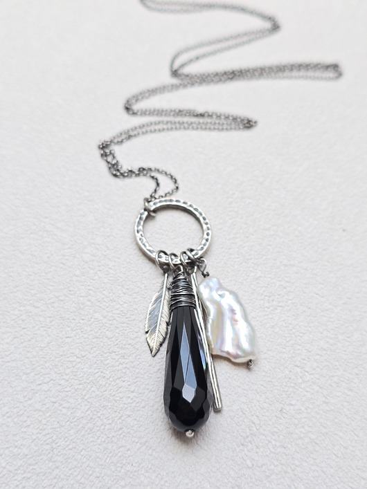 wisiory Wisior Kropla Atramentu z Perłą