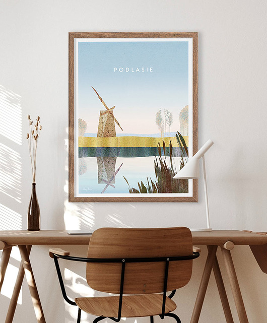 plakaty Podlasie - rozlewiska z wiatrakiem - plakat 50x70 cm