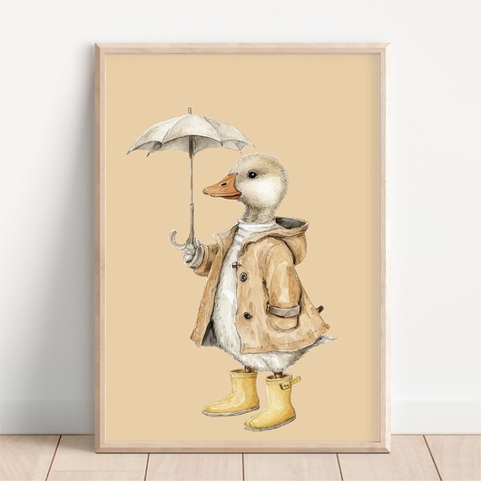 obrazy i plakaty do pokoju dziecięcego Gąska retro w kaloszach - Plakat na ścianę dla dzieci