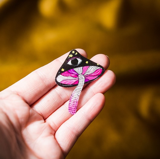 przypinki Przypinka retro grzyb