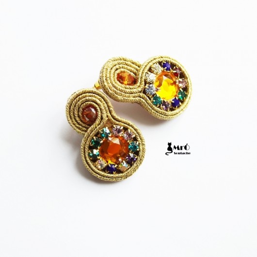 Gold Gina- kolczyki soutache Mró Soutache