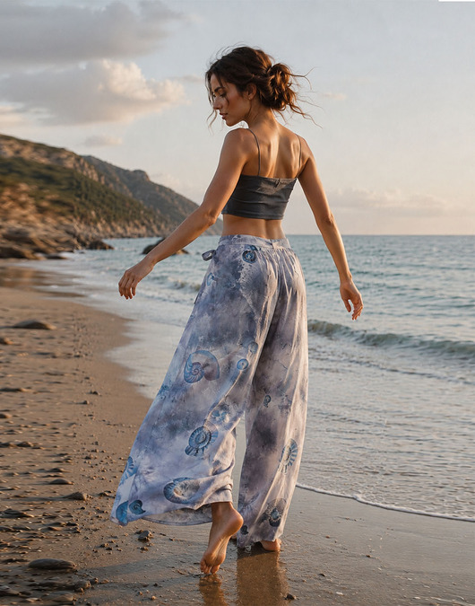 spódnice maxi Spodnie- sarong jedwabne Muszla
