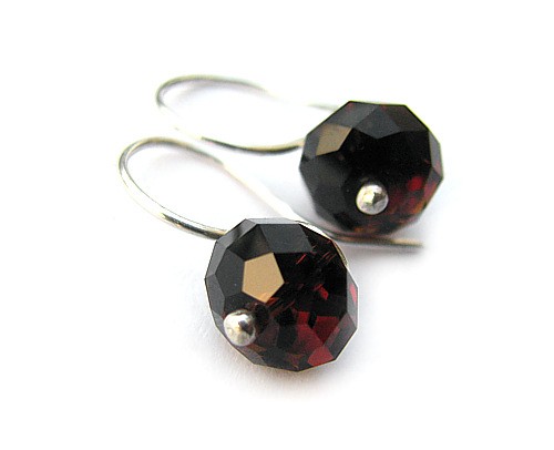 Krótkie kolczyki kryształ Swarovski - Mocca Rondelles Marisella