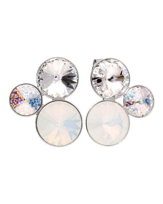 kolczyki swarovski Srebrne potrójne białe kolczyki Swarovski