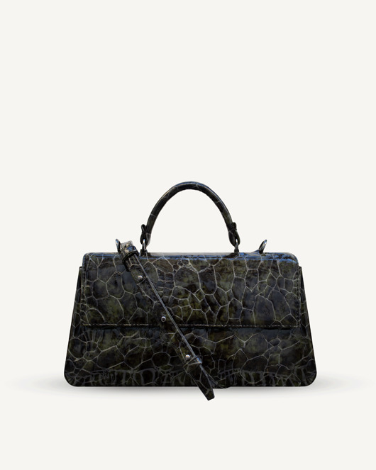 torby na ramię "Audrey M+" lakierowana skóra tłoczona na wzór krokodyla