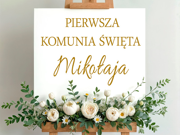 zaproszenia na komunię Naklejka pierwsza komunia święta na ściankę imię dziecka kolory