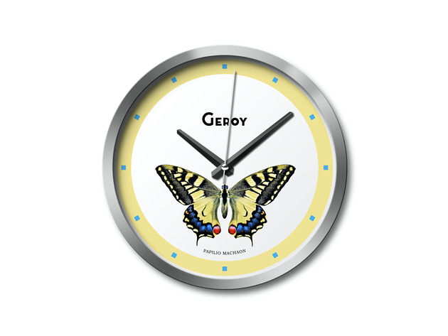 zegary Zegar ścienny motyl, żółty, owady
