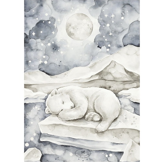 obrazy i plakaty do pokoju dziecięcego Lovely Bear Poster White / denim