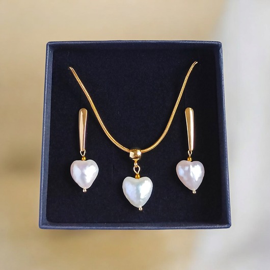 komplet biżuterii RAZEM TANIEJ! komplet : serce - perła : wyjątkowy prezent PREMIUM