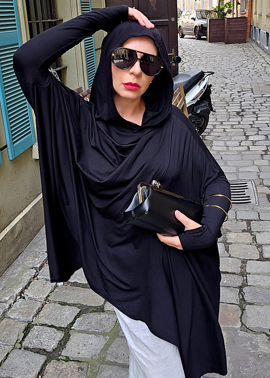 tuniki damskie New Tunika Geometric Kaptur