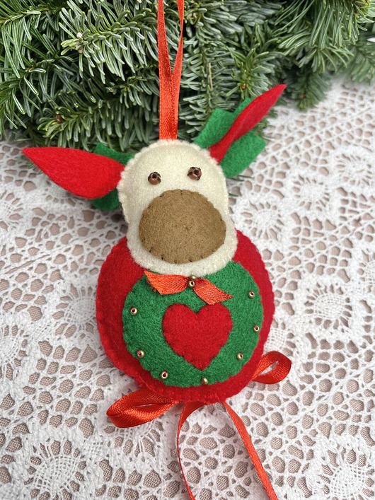 ozdoby choinkowe Zawieszki renifery z sercem na choinkę