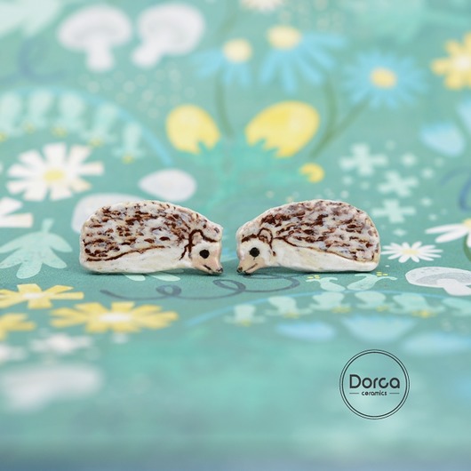 Jeżyki- ceramiczne kolczyki Dorca