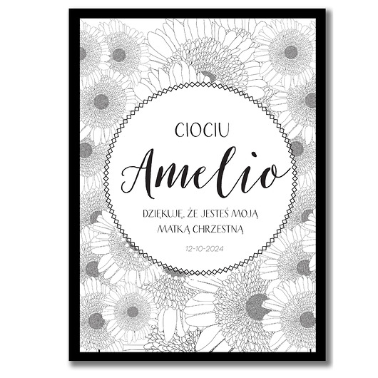 upominki dla gości Plakat na chrzest z podziekowaniami dla Matki Chrzestnej z imieniem