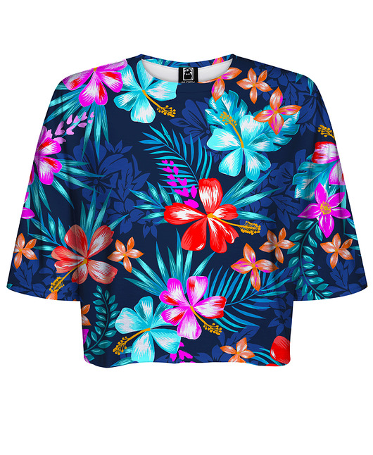 t-shirt damskie DR.CROW T-shirt Krótki CROP Colourful Flowers