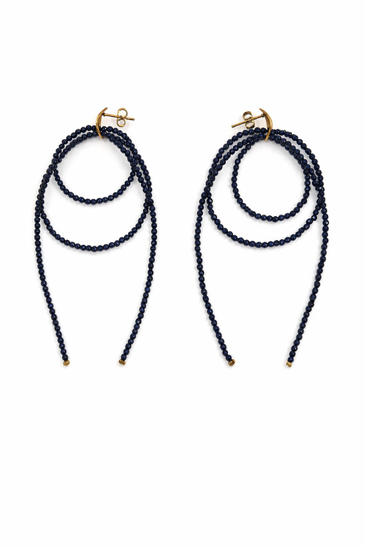 kolczyki szklane Kolczyki z czarnego spinelu złocone