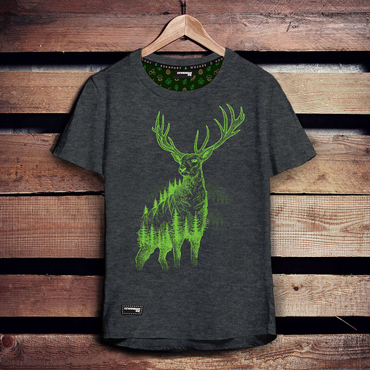 t-shirty męskie Koszulka męska JELEŃ SZLACHETNY grafitowa -