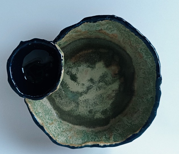 miski i misy Ceramiczna podwójna miseczka przekąski