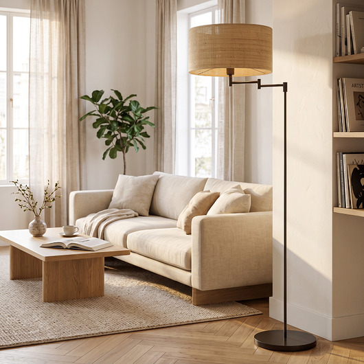 lampy podłogowe Lampa podłogowa na wysięgniku do czytania w salonie CANCUN BOHO
