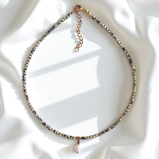 chokery Basic choker : jasper & pearl : jaspis i perła