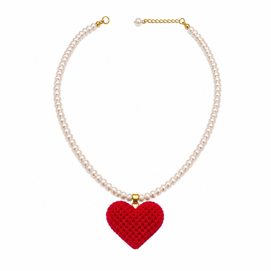 wisiory Naszyjnik PEARL HEART x Bardzo czerwony
