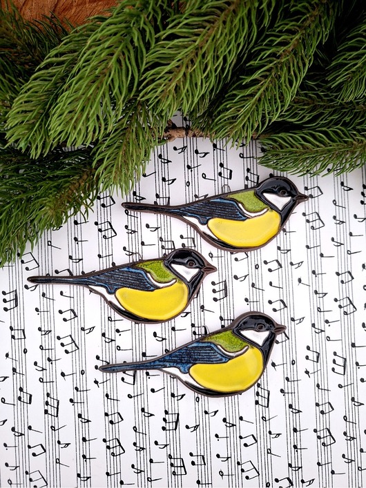 Ozdoby na ścianę Ceramiczny ptak  3 sztuki dekoracja ścienna