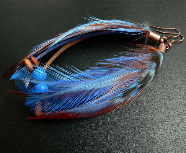 Kolczyki z piórami boho Stella