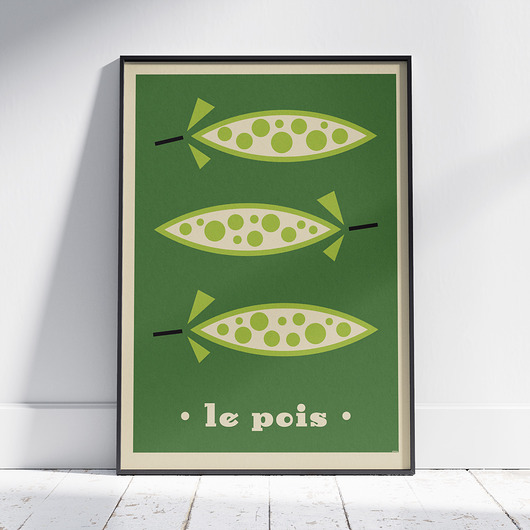 plakaty Plakat do kuchni, minimalizm, warzywa, groszek, le pois