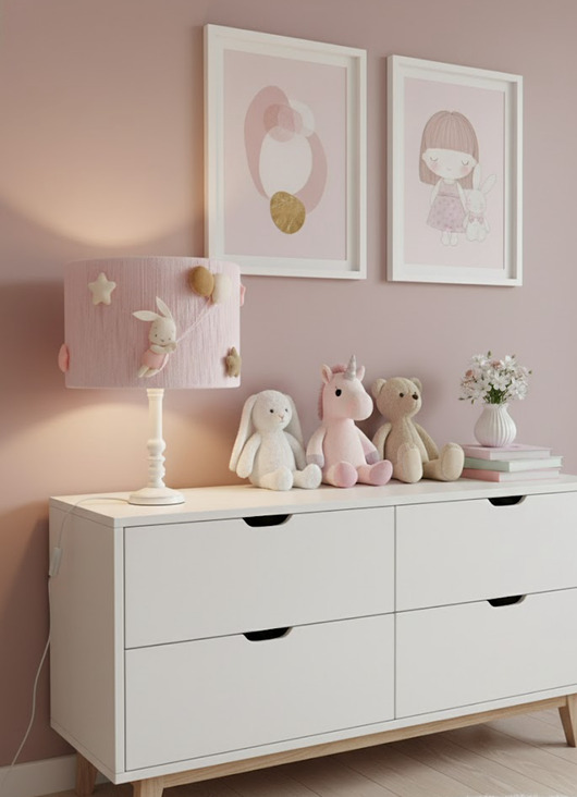 lampy do pokoju dziecka Klosz do lampki nocnej z podstawą do pokoju dziecięcego