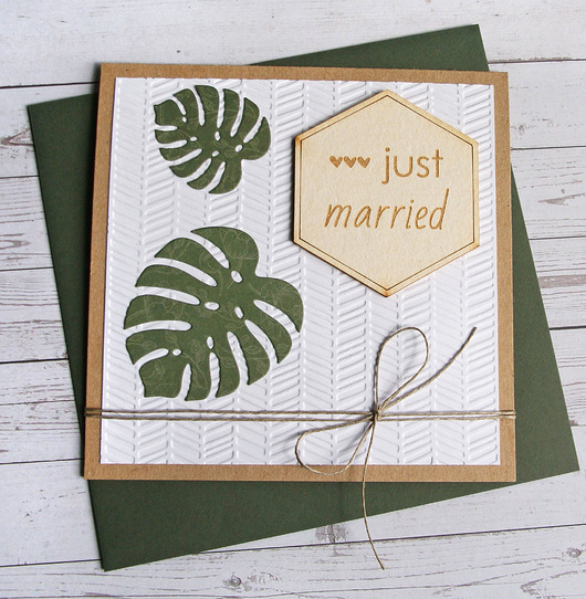 zaproszenia i kartki na ślub Kartka ślubna : MONSTERA : just married
