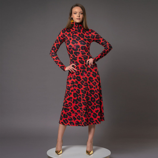 sukienki midi damskie Sukienka z golfem - Agata Solar Tropic