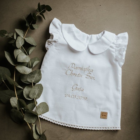 szatki, ubranie na chrzest szatka do chrztu z haftem dla dziewczynki