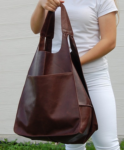 torby XXL Torebka ze skóry naturalnej na ramię