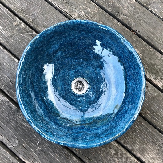 umywalki UM7 Umywalka ceramiczna, okrągła, kolor dżinsowy, granatowy.