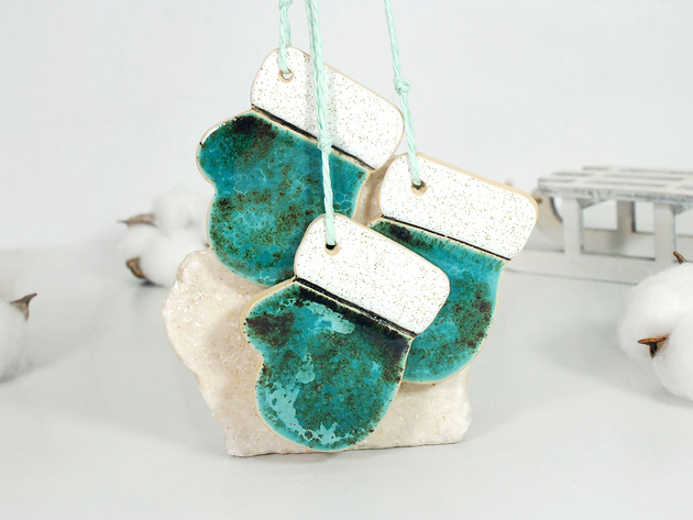 ozdoby choinkowe Świąteczne rękawice - ozdoby choinkowe