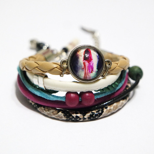 bransoletki ze szkła Bransoletka - Wróżka - Fairy - rzemienie