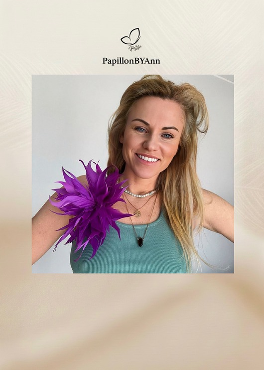 broszki Broszka z piór fioletowa