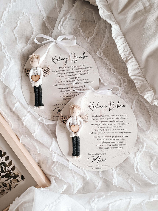 upominki dla gości ZESTAW Podziękowań dla chrzestnych, kartka tabliczka pamiątka