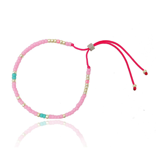 Bransoletka Minimal - Pink and Turquise Ilovehandmade