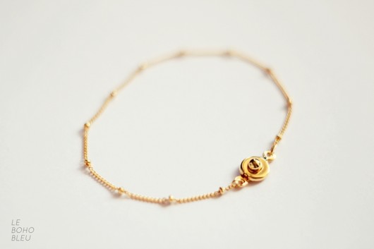16k Gold Plated Dainty Bracelet # 2 Le Boho Bleu