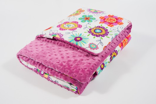 Mięciutki kocyk minky - kwiaty - 75x100 Minky and Cotton