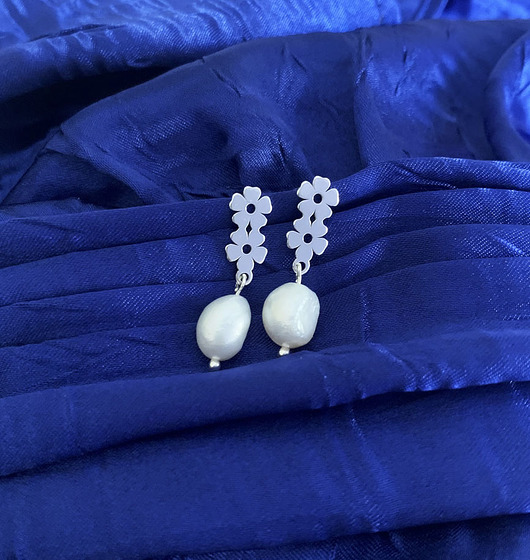 kolczyki srebrne Niezapominajka - sztyfty - kwiaty