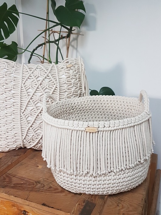 Kosz Boho ze sznurka bawełnianego Przetwornia