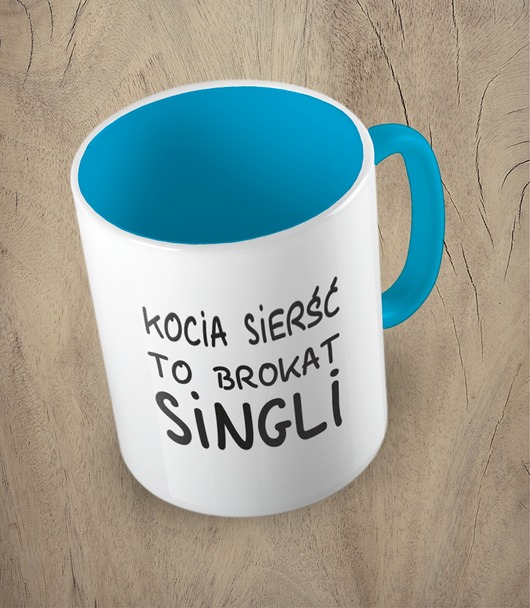 kubki Kolorowy kubek z hasłem KOCIA SIERŚĆ TO BROKAT SINGLI mix kolorów