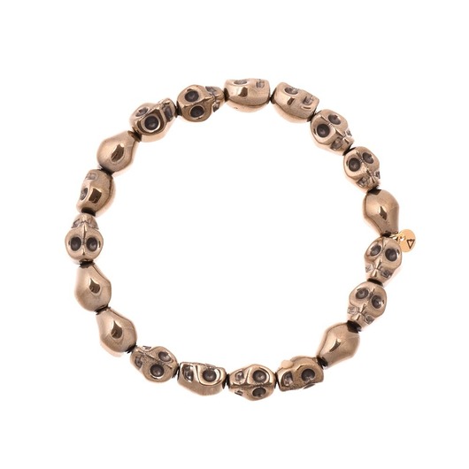 biżuteria męska Męska bransoletka - złote czachy