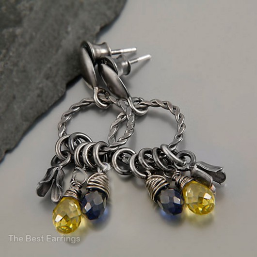 violet and yellow zircon - kolczyki yamira