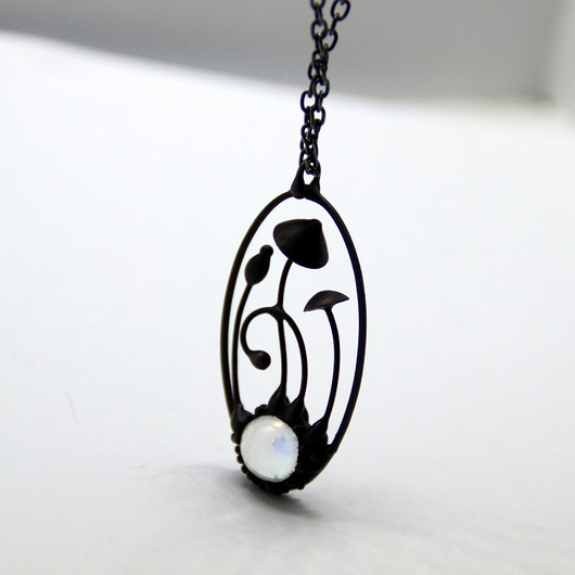 wisiory Owalny wisiorek z przezroczystym szkłem w stylu wróżki z motywem grzybów